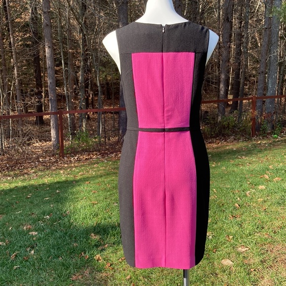 Banana Republic pink and black body con style colorblock sheath dress lined sz 6 - Picture 4 of 5